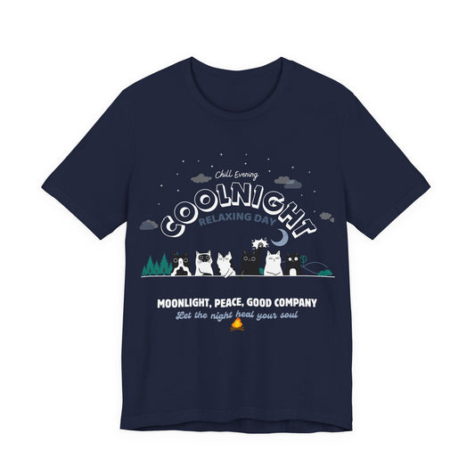 Night Vibes Cat T-Shirt β Cozy Cat Illustration | Relax & Chill Design