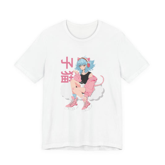 Anime Cat Girl Aesthetic T-Shirt – Pastel Streetwear Illustration (子猫)